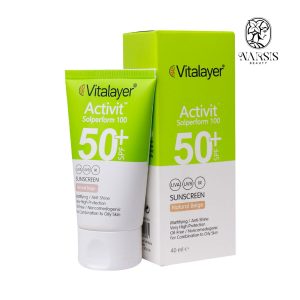 فلوئید ضد آفتاب SPF50 پوست چرب اکتی ویت (بژ طبیعی) ویتالیر 50 میلی لیتر